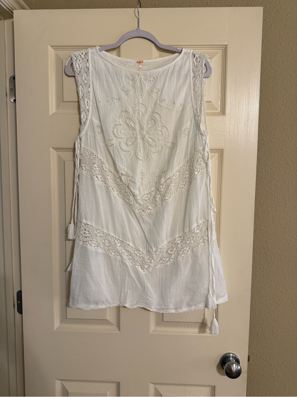 Free People White Boho Lace Mini Dress